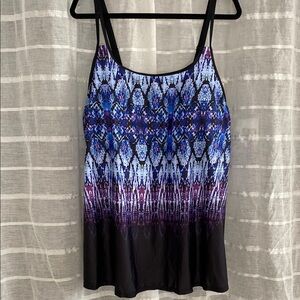 Blue and Purple Sleeveless Swim Camisole and Shorts Size 26W